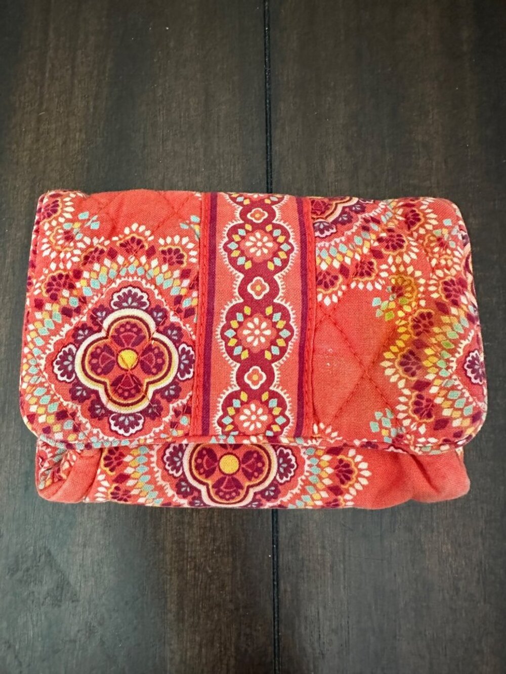 Vera Bradley Paprika Paisley Floral Quilted Wallet ID Window Card Holder
